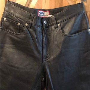 LEATHER BOOTCUT PANTS